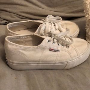 Superga platform white sneakers -size 37. Great used condition